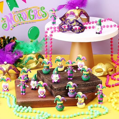 25 قطعة من Halloscume 25 قطعة من تماثيل Mardi Gras Mini Gnomes ديكورات تماثيل مطاطية صغيرة تماثيل صغيرة من الذهب الأرجواني والأخضر والذهبي للبالغين من Mardi Gras Carnival Party Favors Decor in Saudi Arabia