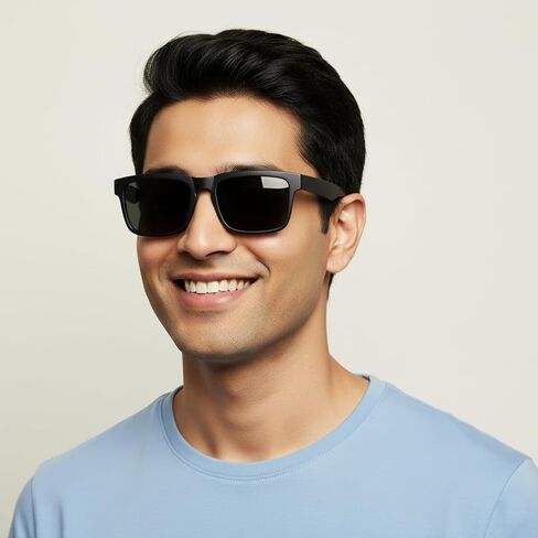 HAZON Rubber Coated Goggles For Men | Polarized Sunglasses | Uv Protected Driving, Riding, Stylish, Anti Glare Glasses (Cp-Olv-55) (Black) in Saudi Arabia