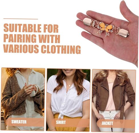 3Pcs Elegant Bowknot Sweater Clips Stylish Crystal Chain Cardigan Clips for Women White Black Rose Gold Sweaters Shawls Lightweight Jackets in Saudi Arabia