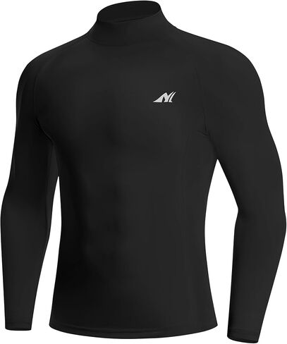 Nakuvara Men's Compression Shirt Mock Neck,UPF 50+ Long Sleeve Workout Undershirts, Quick Dry Athletic Sports Base Layer in Saudi Arabia