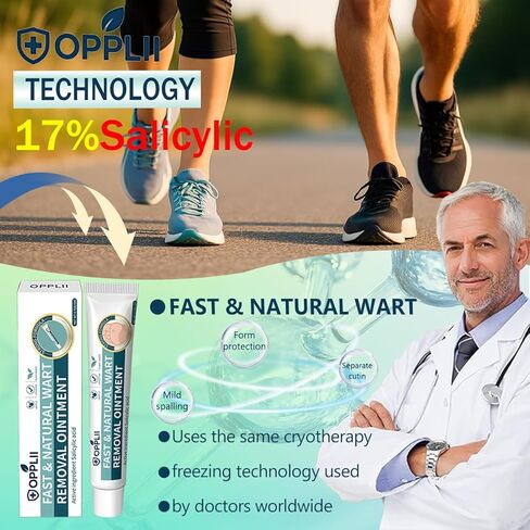 opplii 17% Salicylic Acid Wart Remover Ointment, Fast-Acting Natural Formula for Common, Plantar & Flat Warts Removal in Saudi Arabia