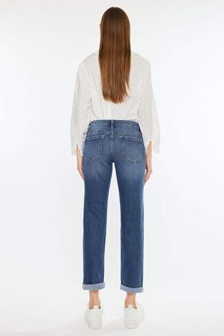 SALT TREE Kancan - Pamela Mid Rise Slim Straight Jean - Essential, KC20055D in Saudi Arabia