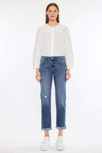 SALT TREE Kancan - Pamela Mid Rise Slim Straight Jean - Essential, KC20055D in Saudi Arabia