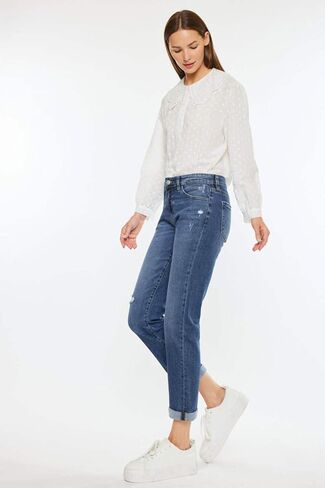 SALT TREE Kancan - Pamela Mid Rise Slim Straight Jean - Essential, KC20055D in Saudi Arabia