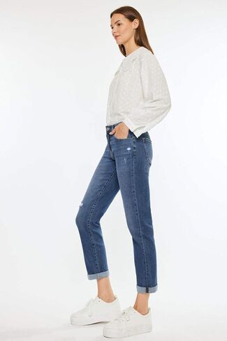 SALT TREE Kancan - Pamela Mid Rise Slim Straight Jean - Essential, KC20055D in Saudi Arabia