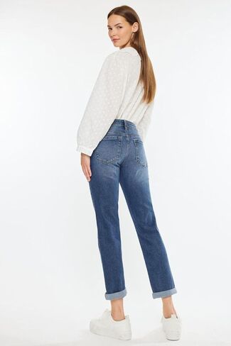 SALT TREE Kancan - Pamela Mid Rise Slim Straight Jean - Essential, KC20055D in Saudi Arabia