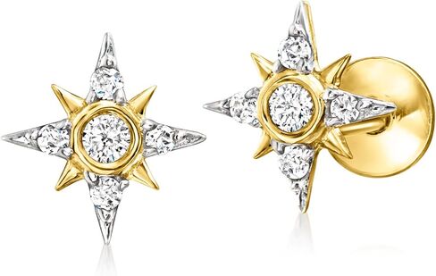 Pure Collection by Ross-Simons 0.10 ct. t.w. Diamond Star Flat-Back Stud Earrings in 14kt Yellow Gold in Saudi Arabia