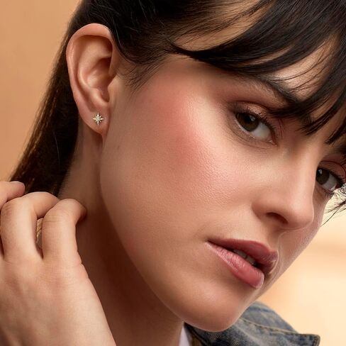 Pure Collection by Ross-Simons 0.10 ct. t.w. Diamond Star Flat-Back Stud Earrings in 14kt Yellow Gold in Saudi Arabia
