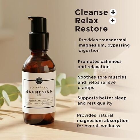 رو كاسا أورجانيكس جل المغنيسيوم بالزيوت العطرية - 4 أوقية | دعم المغنيسيوم الموضعي للاسترخاء وترطيب البشرة والصحة اليومية | تركيبة خفيفة الوزن وغير دهنية in Kuwait