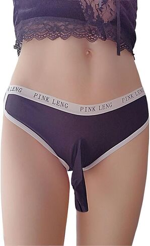 FASXIR Sexy Low-waisted Panties Bikini Back Crotch Opening Thong Breathable Seamless Pouch Briefs Underwear for Women Men in Saudi Arabia
