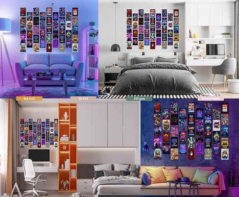Libemz, 50 Pcs Gamer Collage Kit Posters - Gamer Room Decor, Boys Room Decor, Gaming Neon Sign Wall Art for Girls Boys Teen Kids Room Bedroom, Aesthetic Wall Decor Picture Posters Birthday Gifts Decorations,4x6 inches (Gamer) in Saudi Arabia
