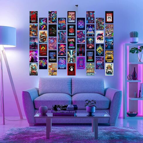 Libemz, 50 Pcs Gamer Collage Kit Posters - Gamer Room Decor, Boys Room Decor, Gaming Neon Sign Wall Art for Girls Boys Teen Kids Room Bedroom, Aesthetic Wall Decor Picture Posters Birthday Gifts Decorations,4x6 inches (Gamer) in Saudi Arabia