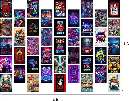 Libemz, 50 Pcs Gamer Collage Kit Posters - Gamer Room Decor, Boys Room Decor, Gaming Neon Sign Wall Art for Girls Boys Teen Kids Room Bedroom, Aesthetic Wall Decor Picture Posters Birthday Gifts Decorations,4x6 inches (Gamer) in Saudi Arabia