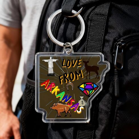 Arkansas Souvenirs State Keychain - Durable Key Ring And Key Holder For Gifts,Souvenirs From Usa,Spot M in Saudi Arabia