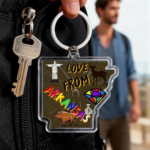 Arkansas Souvenirs State Keychain - Durable Key Ring And Key Holder For Gifts,Souvenirs From Usa,Spot M in Saudi Arabia