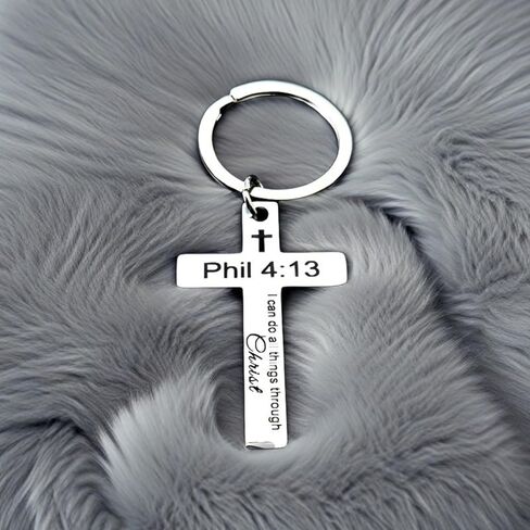 Christian Cross Keychain Inspirational Verse Jesus Keychains Faith Religious Scripture Baptism Gifts for Women Men in Saudi Arabia