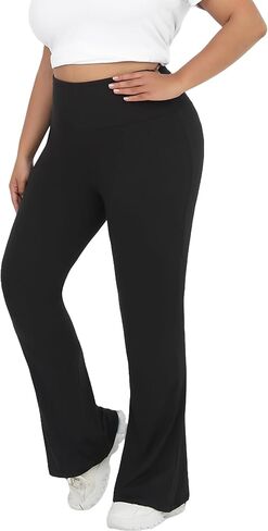 Plus Size Women's Super Soft High Waisted Flare Pants, Leggings Tummy Control Soft Bootleg Bell Bottoms Cycling in Saudi Arabia