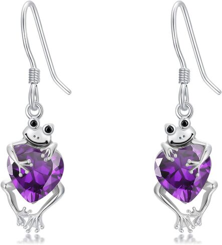 LONAGO Frog Dangle Earring with Synthetic Birthstone Frog Earrings Jewelry Gift for Women in Saudi Arabia