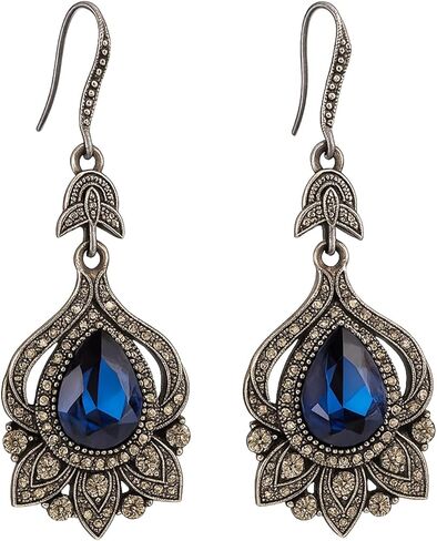 Antique Victorian Style Earrings for Women, Art Deco Rhinestone Dangle Drop Clip On Earrings, Edwardian 1920s Gatsby Bridal Wedding Party Jewelry Gift in Saudi Arabia