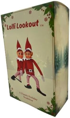 Lolli Lookout™ Christmas Elf Pair, Set of 2 Classic Plush Figurines, Red Holiday Shelf Sitters for Mantel Decor, 14 Inch, 2025 Edition in Saudi Arabia