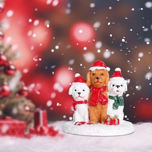 CASANIA Christmas Village Accessories Statues Hand-Painted Resin Xmas Mini Ornament Decorative Figurine for Home Decor Cute Festive Village Sets for New Year(Reading Scene with Dog) in Saudi Arabia
