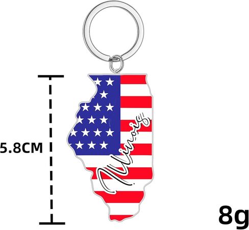 Illinois Souvenirs Keychain With Key Ring - American Flag Keychain, Key Holder For Gifts,Souvenirs From Usa,Spot M in Saudi Arabia
