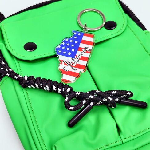 Illinois Souvenirs Keychain With Key Ring - American Flag Keychain, Key Holder For Gifts,Souvenirs From Usa,Spot M in Saudi Arabia