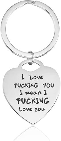 Meiligo® Fashion Valentine's Day I Love Fucking You Letter Bracelet Key Chain Dog Tag Charm Pendant Couples Love Lettering Tag Necklace Jewelry (Love Heart Keychain) in Saudi Arabia