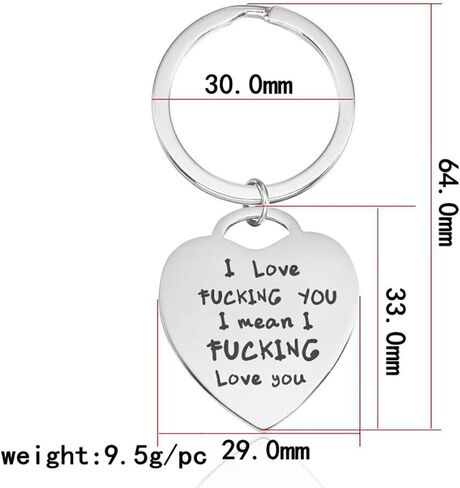 Meiligo® Fashion Valentine's Day I Love Fucking You Letter Bracelet Key Chain Dog Tag Charm Pendant Couples Love Lettering Tag Necklace Jewelry (Love Heart Keychain) in Saudi Arabia