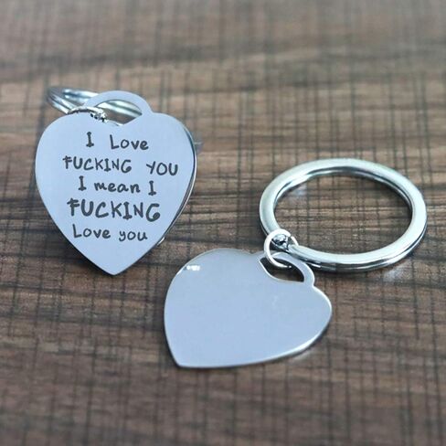 Meiligo® Fashion Valentine's Day I Love Fucking You Letter Bracelet Key Chain Dog Tag Charm Pendant Couples Love Lettering Tag Necklace Jewelry (Love Heart Keychain) in Saudi Arabia
