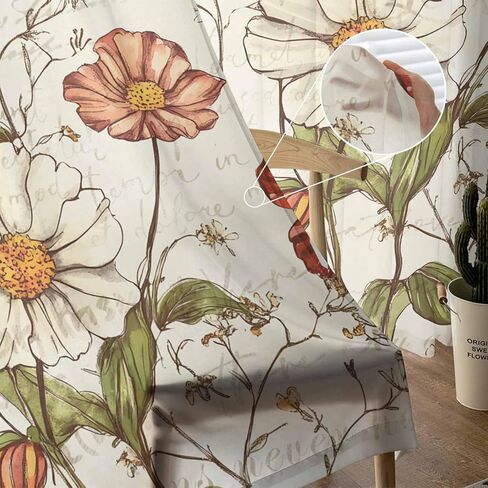 Floral Sheer Window Curtains, Vintage Floral Leaf French Country Curtain Drapes Rod Pocket Voile Farmhouse Botanical Window Treatment for Living Room Bedroom 52"W x 84"L Inch, Set of 2 Panel in Saudi Arabia