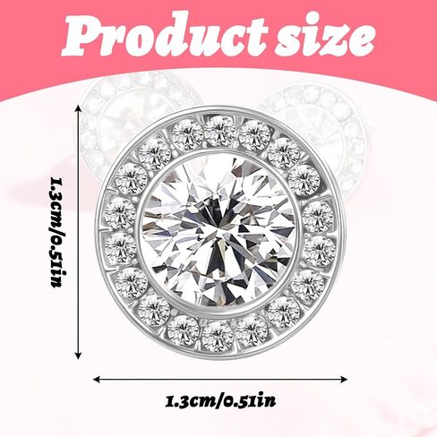 KFHENSOMR 3 أزواج من أقراط حجر الراين للرقص على شكل حجر أكريليك دائري داخل الأذن الكريستالية أقراط للنساء في المسابقات والأداء المسرحي لحفلات الزفاف (فضي، 18 مم) in Kuwait