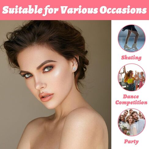 KFHENSOMR 3 أزواج من أقراط حجر الراين للرقص على شكل حجر أكريليك دائري داخل الأذن الكريستالية أقراط للنساء في المسابقات والأداء المسرحي لحفلات الزفاف (فضي، 18 مم) in Kuwait