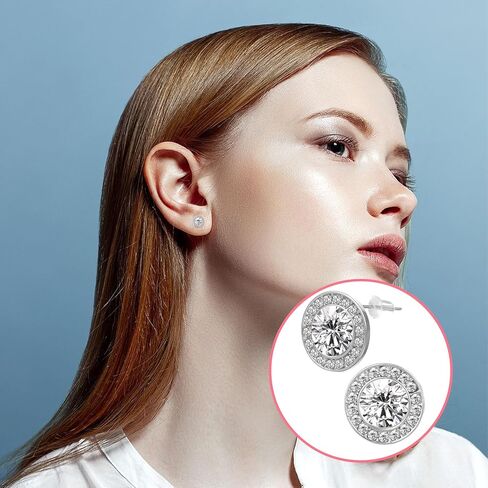 KFHENSOMR 3 أزواج من أقراط حجر الراين للرقص على شكل حجر أكريليك دائري داخل الأذن الكريستالية أقراط للنساء في المسابقات والأداء المسرحي لحفلات الزفاف (فضي، 18 مم) in Kuwait