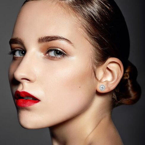 KFHENSOMR 3 أزواج من أقراط حجر الراين للرقص على شكل حجر أكريليك دائري داخل الأذن الكريستالية أقراط للنساء في المسابقات والأداء المسرحي لحفلات الزفاف (فضي، 18 مم) in Kuwait