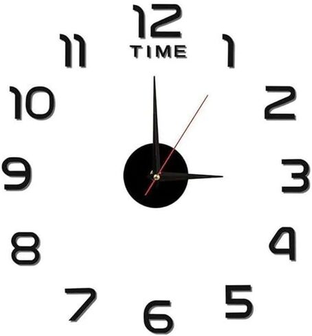 Modern DIY Large Wall Clock Big Watch Decal 3D Stickers Mirror Effect Acrylic Wall Clock Home Office Removable Decoration for Living Room in Saudi Arabia