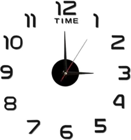 Modern DIY Large Wall Clock Big Watch Decal 3D Stickers Mirror Effect Acrylic Wall Clock Home Office Removable Decoration for Living Room in Saudi Arabia