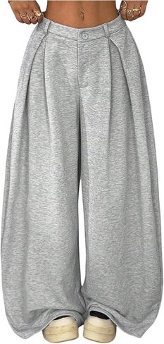 SHENHE Women's Y2k Baggy Sweatpants Low Rise Wide Leg Hip Hop Dancer Pants Streetwear in Saudi Arabia