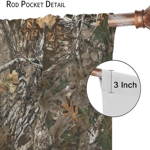 Fblifil Forest Camouflage Curtain, Natural Forest Conifer Branches Hunting Cabin Theme Rod Pocket Window Drapes for Bedroom Living Room Decor 42" W X 45" L in Saudi Arabia