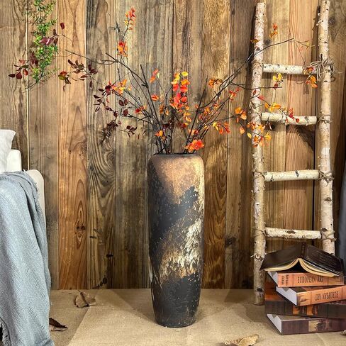 Rustic Ceramic Tall Floor Vase,23.6 Inch Black Large Pottery Farmhouse Decor Floor Vase for Living Room Entryway Table Centerpiece Decor,Vintage Terracotta Vases,Wedding Gift in Saudi Arabia