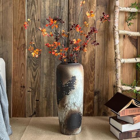 Rustic Ceramic Tall Floor Vase,23.6 Inch Black Large Pottery Farmhouse Decor Floor Vase for Living Room Entryway Table Centerpiece Decor,Vintage Terracotta Vases,Wedding Gift in Saudi Arabia