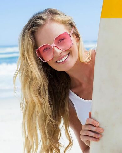 Geopty 12/24 حزمة من النظارات الشمسية المربعة كبيرة الحجم للجنسين 70s كبيرة وواسعة ملونة وظلال ريترو للنساء والرجال in Kuwait