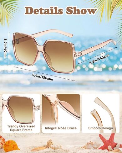 Geopty 12/24 حزمة من النظارات الشمسية المربعة كبيرة الحجم للجنسين 70s كبيرة وواسعة ملونة وظلال ريترو للنساء والرجال in Kuwait