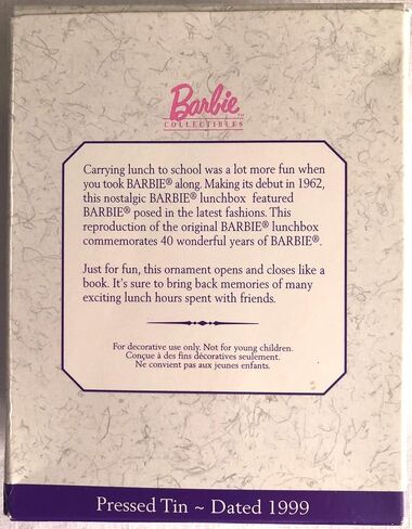 Hallmark 40th Anniversary Edition Barbie Pressed Tin Lunchbox 1959-1999 - 1999 Keepsake Ornament in Saudi Arabia