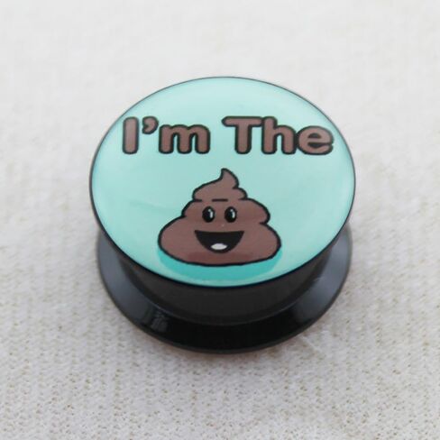 I'm The Poop Logo Internally Threaded Black Acrylic Double Flared Ear Gauge Plug - Stretching - Gauge Ear Piercing Body Piercing Jewelry in Kuwait