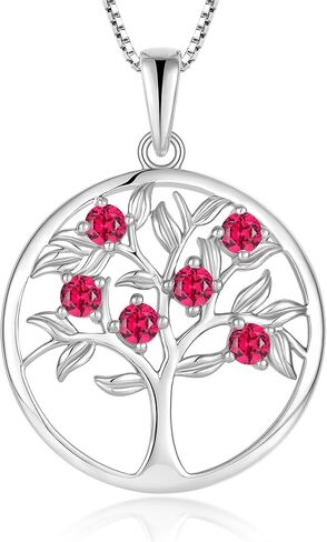 Vemhel Tree of Life Necklace for Women - Solid 925 Sterling Silver 18K White Gold Plated Birthstone Pendant Jewelry in Saudi Arabia