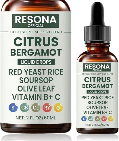 Resona Official Red Yeast Rice Cleanse, Citrus Bergamot Red Yeast Rice, Cholesterol Support Blend with Citrus Bergamot, Soursop, Olive Leaf & Vitamin B+C - 2OZ (1) in Saudi Arabia