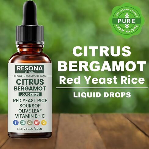 Resona Official Red Yeast Rice Cleanse, Citrus Bergamot Red Yeast Rice, Cholesterol Support Blend with Citrus Bergamot, Soursop, Olive Leaf & Vitamin B+C - 2OZ (1) in Saudi Arabia