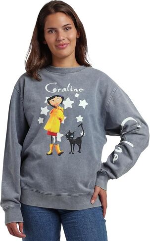 Bioworld c Logo Women’s Gray Mineral Wash Crew Neck Long Sleeve Sweatshirt in Saudi Arabia