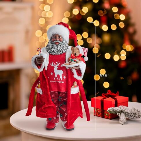 Kurt Adler 10.5-Inch Fabriché Black Santa in Pajamas and Robe in Saudi Arabia